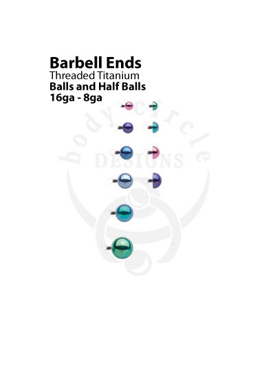 Replacement Barbell Ends - Balls and Half Balls - Implant Grade Titanium