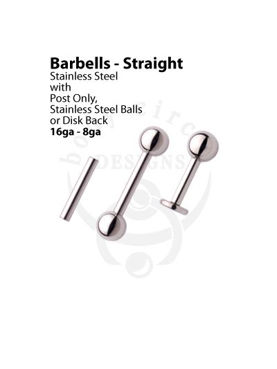 Straight Barbells - 316LVM Stainless Steel