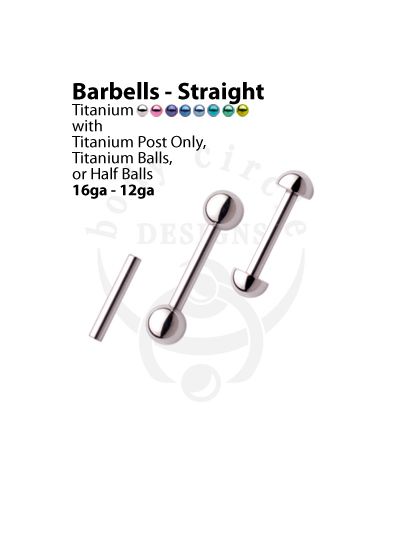 Straight Barbells -  Implant Grade Titanium
