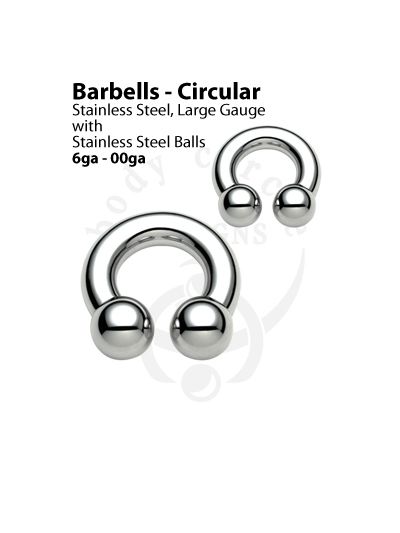 Large Gauge Circular Barbells - 316LVM Stainless Steel