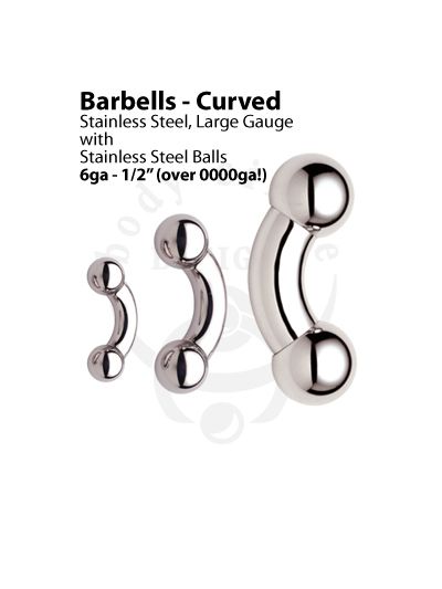 Pair 2 14 Gauge 316LVM Surgical Quality Stainless Bent Barbell with 5mm Balls 