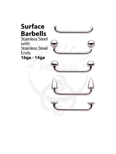 Surface Barbells - 316LVM Stainless Steel