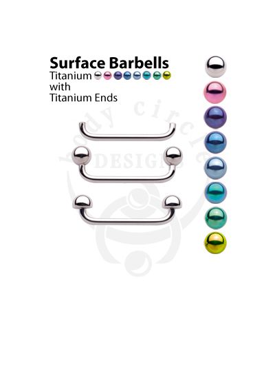 Surface Barbells - Implant Grade Titanium with Titanium Balls or Half Balls