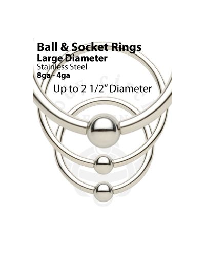 Oversized Ball and Socket Rings - 316LVM Stainless Steel with Stainless Steel Ball