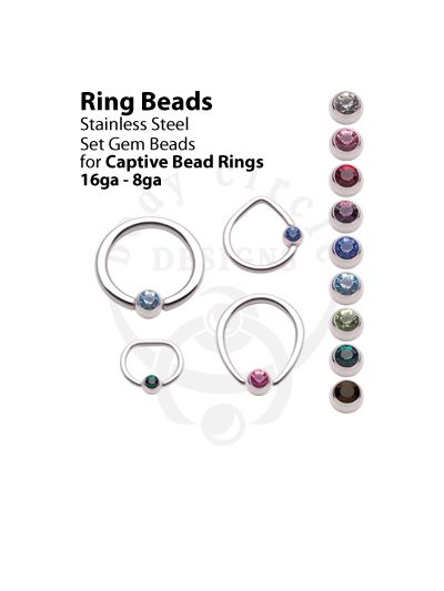 Replacement Set Gem Beads for Captive Bead Rings