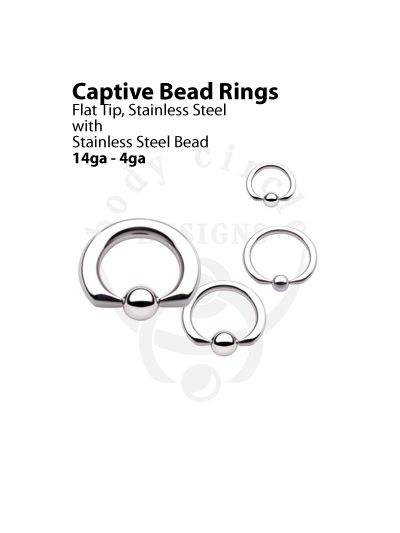 8g Body Circle Designs One Stainless Steel Captive Tube Ring Sold Individually. Order Two for A Pair. 7/8 