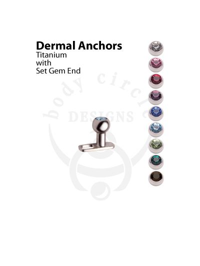 Dermal Anchors - Implant Grade Titanium with Stainless Steel Set Gem Ends